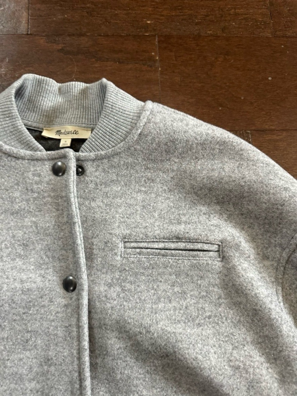 Madewell-Snap Front Bomber Jacket size Small Grey-like new - Picture 10 of 14